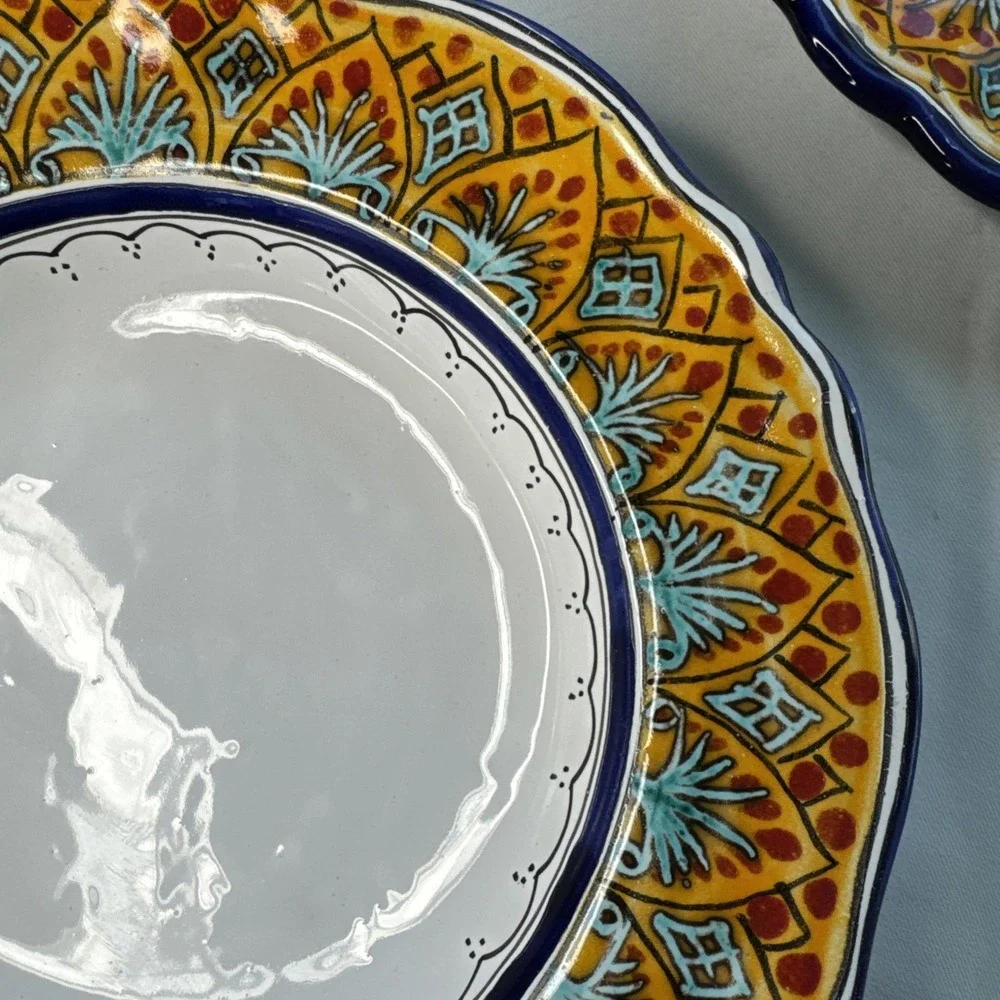Vintage signed Famulari Stefano‎ hand painted Sicily Italy 9.5 in plate bowl set